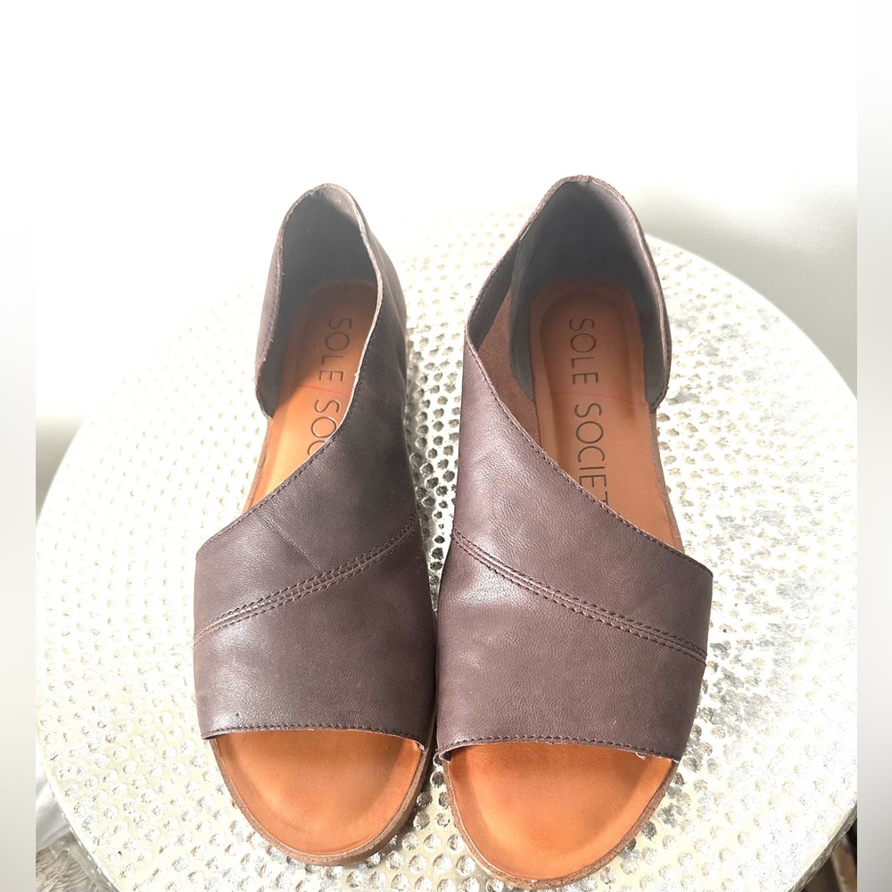 Sole Society Flat Leather Sandals 8.5